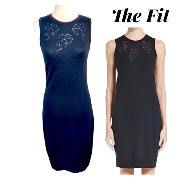 rag & bone Sleeveless X-tra Fine Merino Wool Dress Floral Cutout Detail Medium - Picture 5 of 11